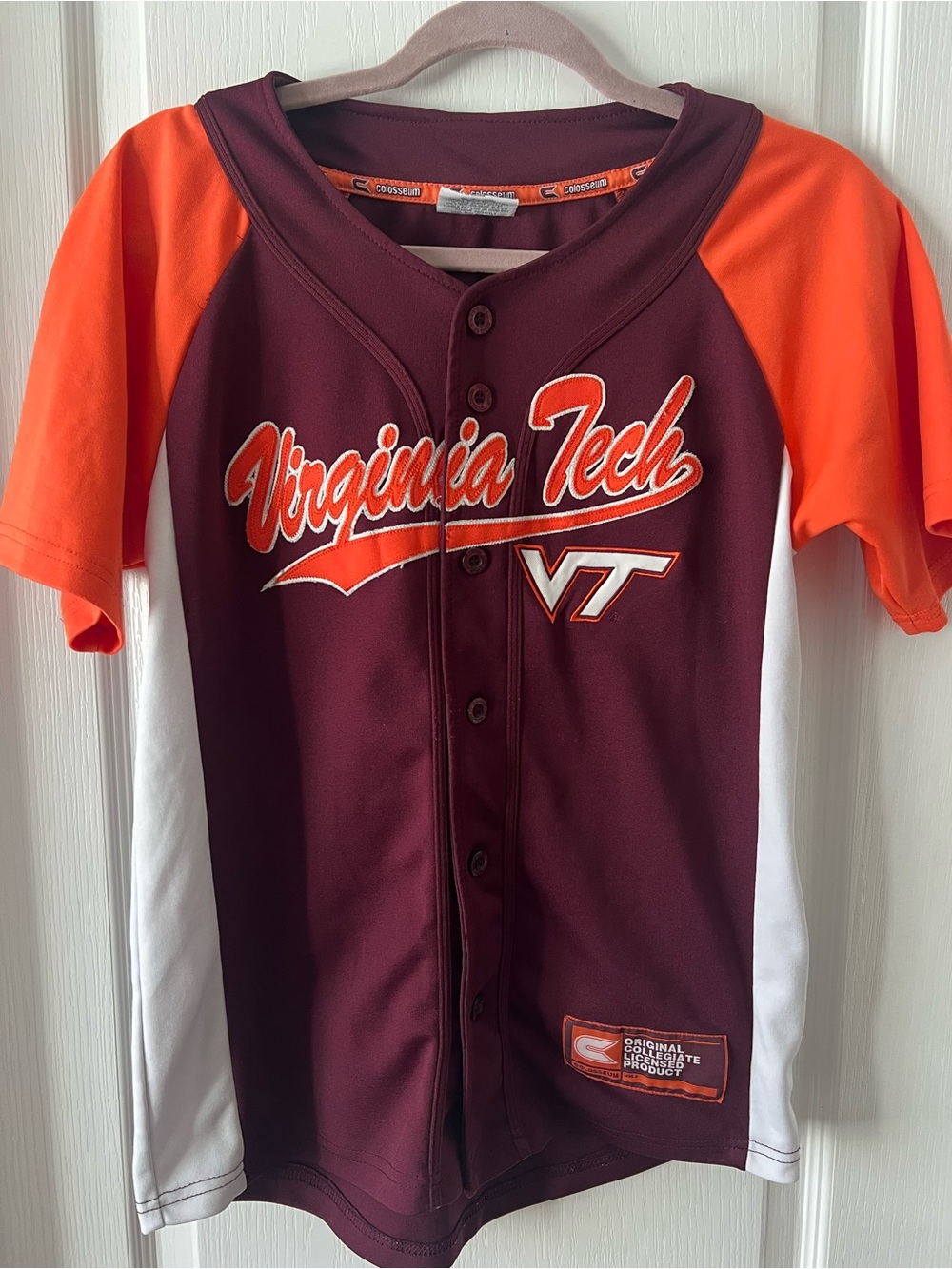 Virginia Tech embroidered Kids Maroon & Orange Baseball Jersey